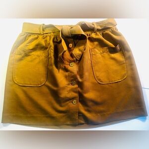 Tommy Hilfiger Khaki Tan Mini Skirt Gold Button Size 10